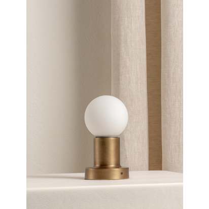 Porta - aged brass and opal rechargeable table lamp