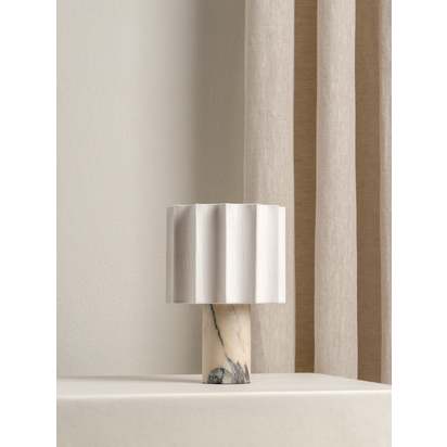 Valli - Viola Calacatta marble and linen rechargeable table lamp - Default Title