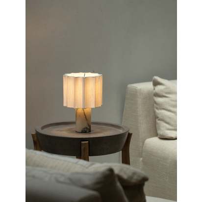 Valli - Viola Calacatta marble and linen rechargeable table lamp - Default Title