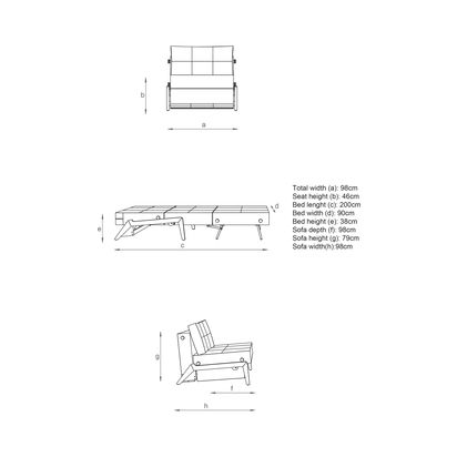 Innovation Living Cubed 140 Sofa Bed Mixed Dance Natural 527 | H77 x W147 x D103cm