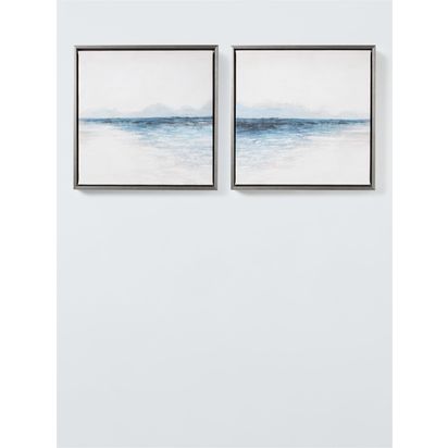John Lewis 'Blue Seas' Framed Canvas Prints, Set of 2, 35 x 35cm, Blue Blue | H35 x W35 x D3.5cm