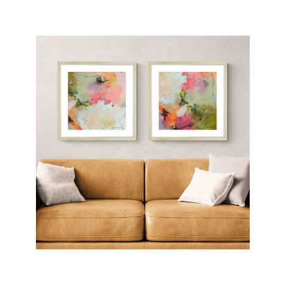 John Lewis Natasha Barnes 'Cherry Blossom' Framed Print, Set of 2, 62.5 x 62.5cm, Multi Multi | H62.50cm * W3.80cm * D62.50cm