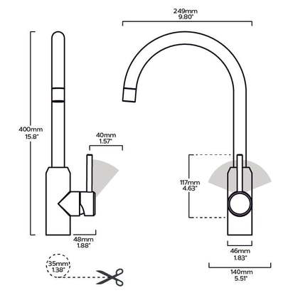 PORTMAN Knurled Kitchen Mixer Tap - Brass - Default Title