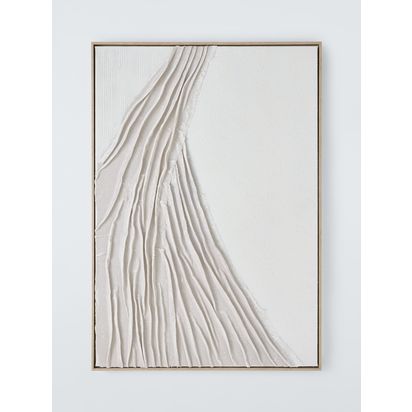 John Lewis 'Gathers' Framed Hand Painted 3D Canvas, 100 x 70cm, Neutral Natural | H100 x W70 x D4.5cm