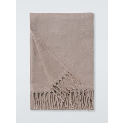 John Lewis Mohair Effect Plain Throw Warm Grey | L200 x W140cm