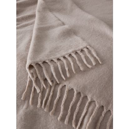 John Lewis Mohair Effect Plain Throw Warm Grey | W140 X L190cm