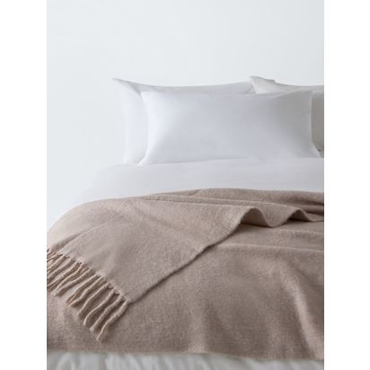 John Lewis Mohair Effect Plain Throw Warm Grey | L200 x W140cm