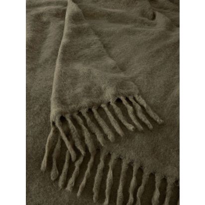 John Lewis Mohair Effect Plain Throw Olive | W140 X L190cm