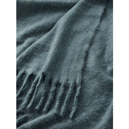 John Lewis Mohair Effect Plain Throw Bluestone | W140 X L190cm