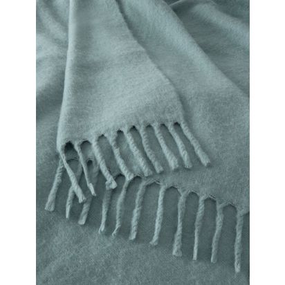 John Lewis Mohair Effect Plain Throw Slate Blue | W140 X L190cm