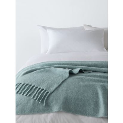 John Lewis Mohair Effect Plain Throw Slate Blue | L200 x W140cm