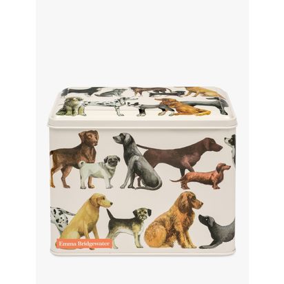 Emma Bridgewater Dogs Rectangular Tin Caddy, 3.3L, Multi Multi | H13.9 x W12.7 x D18.7cm