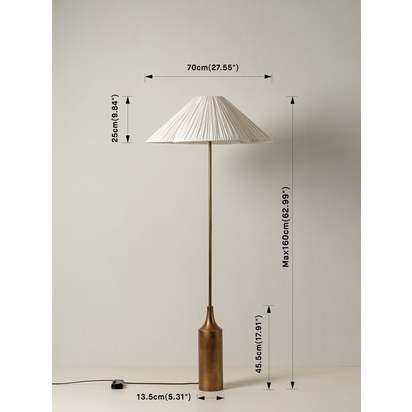 Lindi - aged brass and linen scalloped floor lamp - Default Title