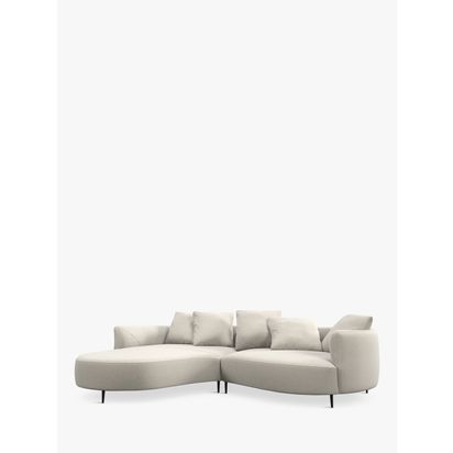John Lewis Lozenge Grand 5 Seater LHF Chaise End Sofa, Metal Leg Aqua Clean Matilda Natural | H80.00cm * W264.00cm * D164.00cm
