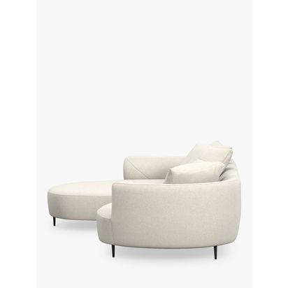 John Lewis Lozenge Grand 5 Seater LHF Chaise End Sofa, Metal Leg Aqua Clean Matilda Natural | H80.00cm * W264.00cm * D164.00cm