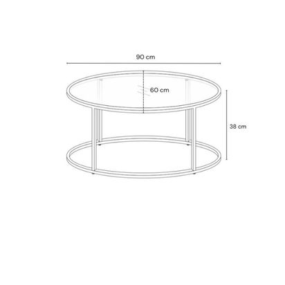 John Lewis Langham Oval Glass Coffee Table, Brass Brass | H38 x W90 x D60cm