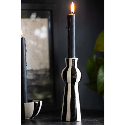 Black & White Stripe Candlestick Holder