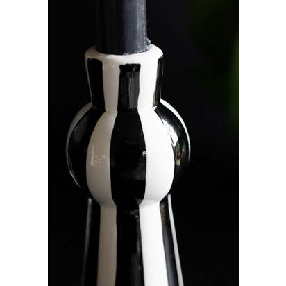 Black & White Stripe Candlestick Holder