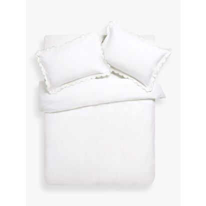 John Lewis Scallop Duvet Cover Set White/Green | L200 x W200cm