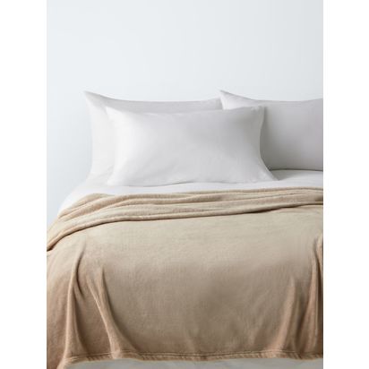 John Lewis Fleece Throw Putty | H1.2 x W150 x D200cm