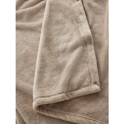 John Lewis Fleece Throw Putty | H1.2 x W150 x D200cm