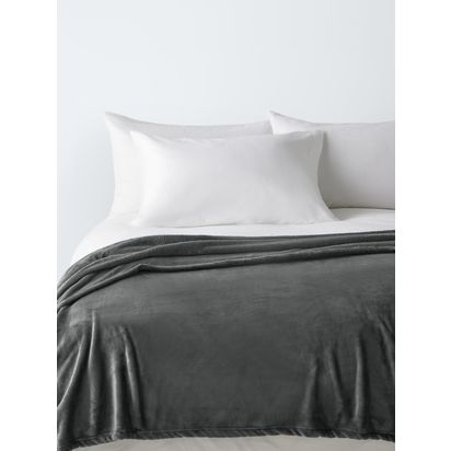 John Lewis Fleece Throw Steel | H1.2 x W150 x D200cm