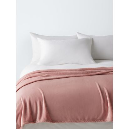 John Lewis Fleece Throw Pale Pink | H1.2 x W150 x D200cm