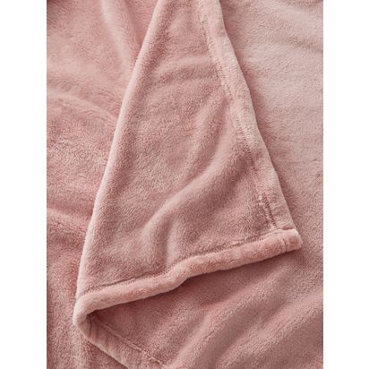 John Lewis Fleece Throw Pale Pink | H1.2 x W150 x D200cm