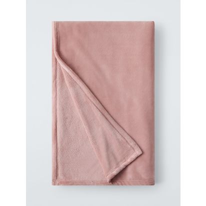 John Lewis Fleece Throw Pale Pink | H1.2 x W150 x D200cm
