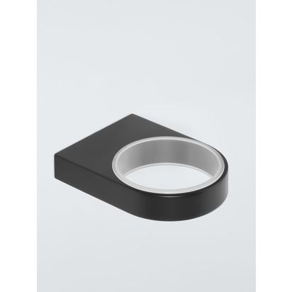 John Lewis Opus Bathroom Tumbler and Holder Black | H9 x W7 x D10cm