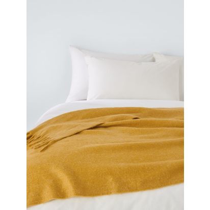 John Lewis Mohair Effect Plain Throw Mustard | W140 X L190cm