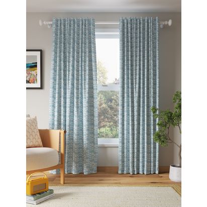 John Lewis ANYDAY Oda Pair Daylight Lined Multiway (Slot Top, Hidden Tab, Pencil Pleat) Curtains, Haze Blue Haze Blue | W117 x D182cm
