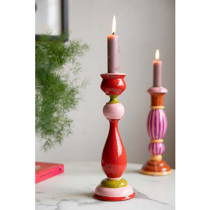 Colourful Candlestick Holder in Red & Pink