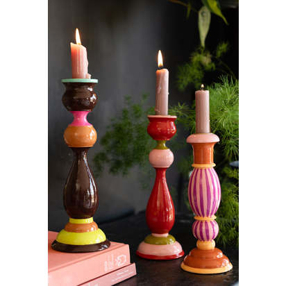Colourful Candlestick Holder in Red & Pink
