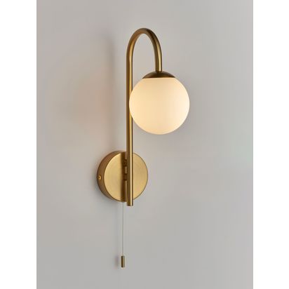 John Lewis Freya Bathroom Wall Light Brass | H31.50 x W10 x D20cm