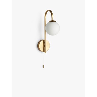 John Lewis Freya Bathroom Wall Light Brass | H31.50 x W10 x D20cm