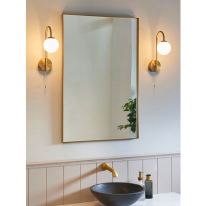 John Lewis Freya Bathroom Wall Light Brass | H31.50 x W10 x D20cm