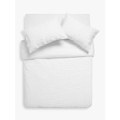 John Lewis Large Seersucker Duvet Cover Set White | W200 x D200cm