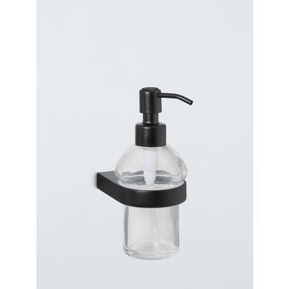 John Lewis Opus Wall Mounted Soap Dispenser and Holder Black | H17 x W7 x D11cm