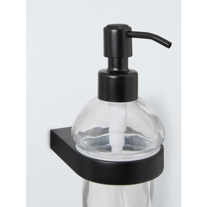 John Lewis Opus Wall Mounted Soap Dispenser and Holder Black | H17 x W7 x D11cm