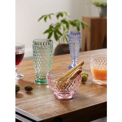 Villeroy & Boch Boston Stemmed Champagne Glass Flute, Set of 4, 120ml Blue | H16.3 x Dia.7cm