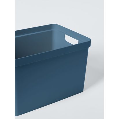 John Lewis Stackable Plastic Storage Box with Lid, Large Blue | H21.8 x W27.7 x D37cm