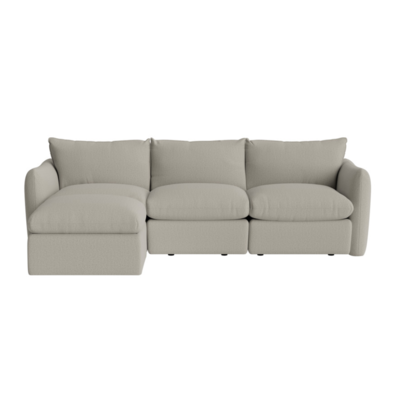 Pillow nap modular chaise sofa in Toast Rack Clever Boucle