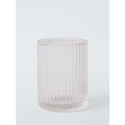 John Lewis Fluted Glass Bathroom Tumbler, 230ml, Clear Clear | H9.50 x W7 x D7.30cm