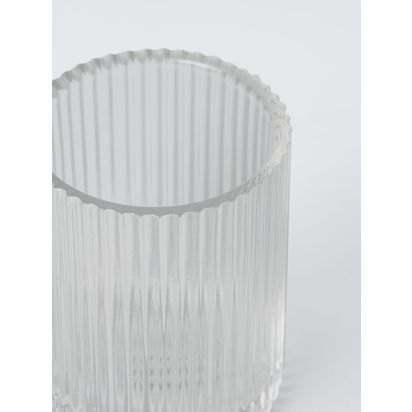 John Lewis Fluted Glass Bathroom Tumbler, 230ml, Clear Clear | H9.50 x W7 x D7.30cm