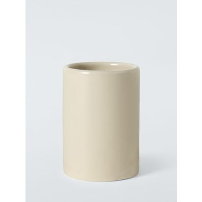 John Lewis Ceramic Bathroom Tumbler Greige | H10 x Dia.7cm