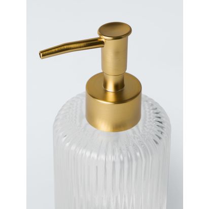 John Lewis Fluted Glass Soap Dispenser, Clear Clear | H17 x W7 x D7cm