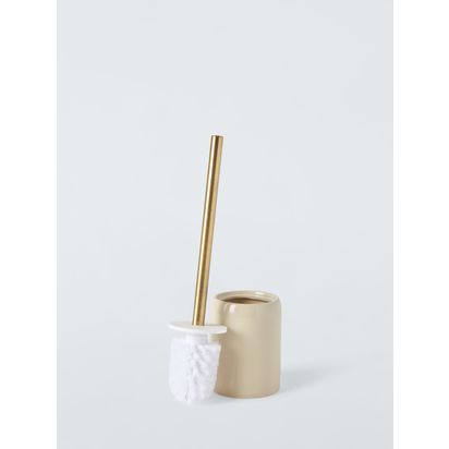 John Lewis Ceramic Toilet Brush and Holder Greige | H39 x Dia.9.60cm