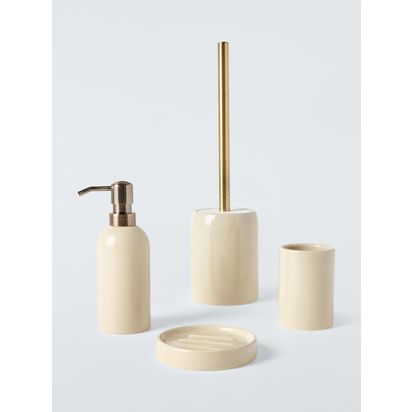 John Lewis Ceramic Soap Dispenser Greige | H18 x Dia.6.5cm