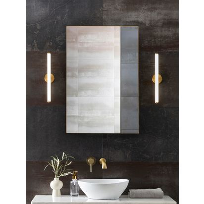 John Lewis Deco Rod LED Bathroom Wall Light Brass | H41.00cm * W8.00cm * D7.00cm